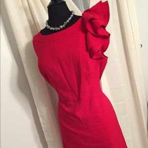 Red Calvin Klein sheath dress